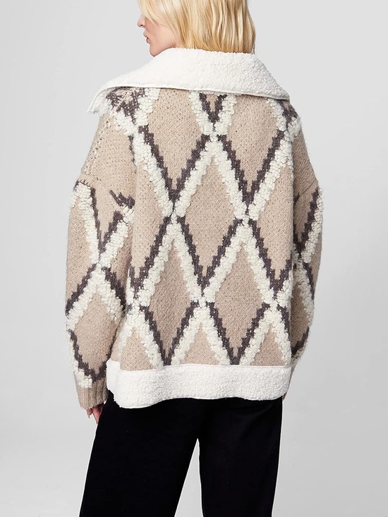 BlankNYC In The Cards Sweater Oversized Button Front Sherpa Sweater - Picture 5 of 13